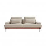 Monet 86" Mid-Century Modern Beige Velvet Sofa