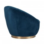 Yves Navy Velvet Swivel Accent Chair with Gold Base