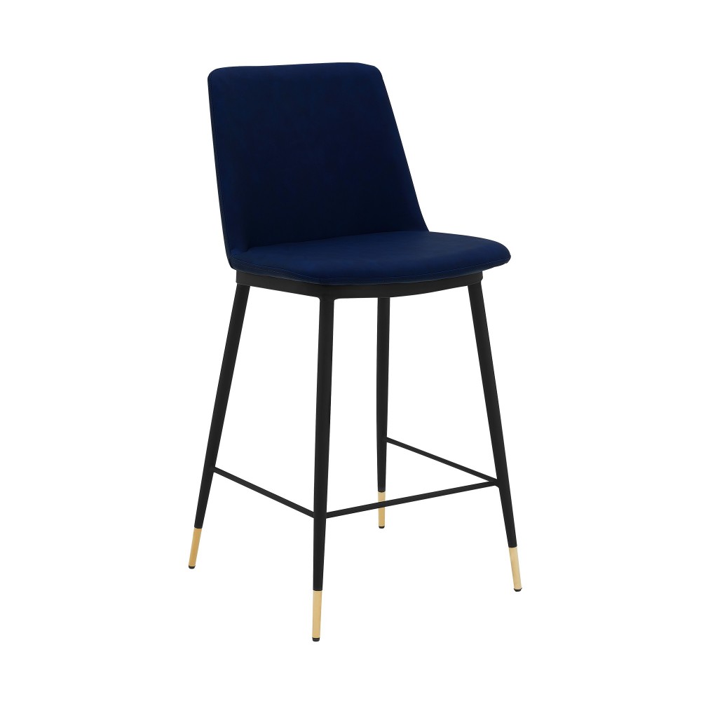 Messina 26" Blue Faux Leather and Metal Counter Height Bar Stool