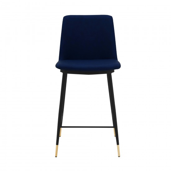 Messina 26" Blue Faux Leather and Metal Counter Height Bar Stool