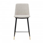 Messina 26" Cream Faux Leather and Metal Counter Height Bar Stool