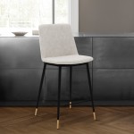 Messina 26" Cream Faux Leather and Metal Counter Height Bar Stool