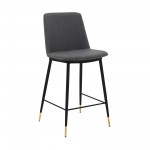 Messina 26" Gray Faux Leather and Metal Counter Height Bar Stool