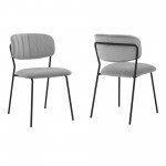 Carlo Gray Velvet and Metal Dining Room Chairs - Set of 2