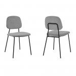 Lucy Gray Velvet and Metal Dining Room Chairs - Set of 2