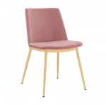 Messina Modern Pink Velvet and Gold Metal Leg Dining Room Chairs - Set of 2