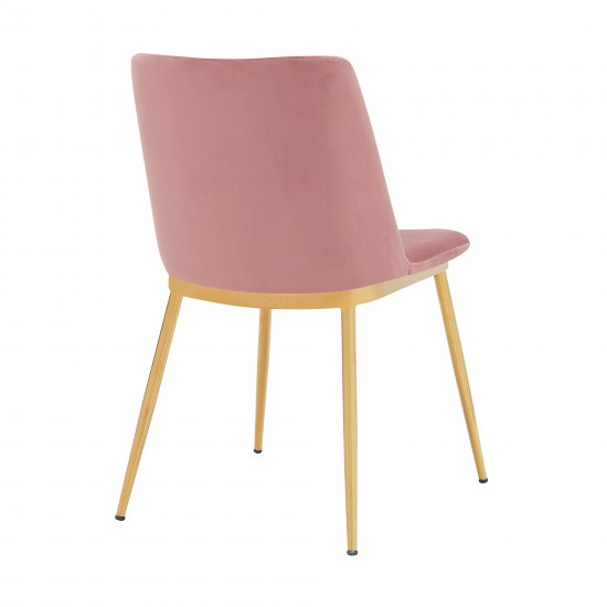 Messina Modern Pink Velvet and Gold Metal Leg Dining Room Chairs - Set of 2