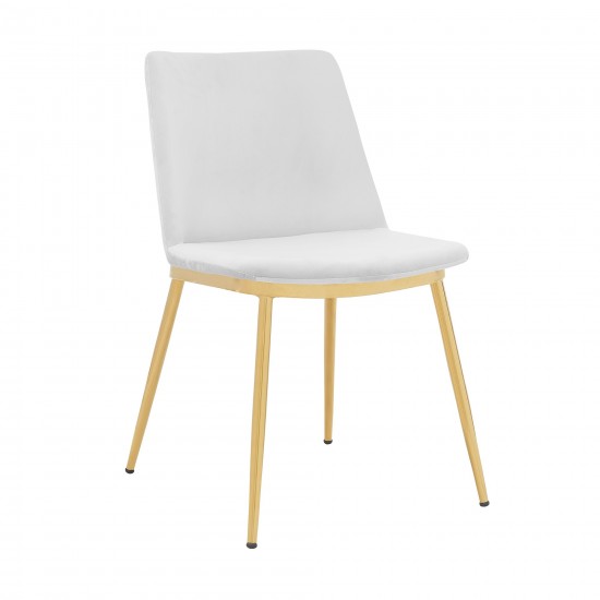 Messina Modern White Velvet and Gold Metal Leg Dining Room Chairs - Set of 2