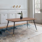 Messina Modern Walnut and Metal Dining Room Table