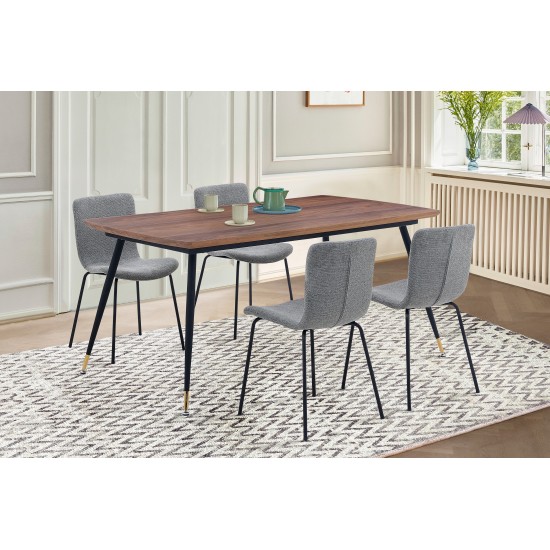 Messina and Gillian Light Gray Fabric 5 Piece Rectangular Dining Set