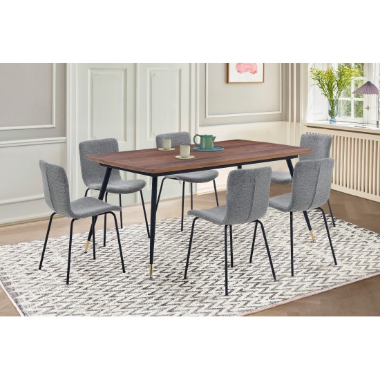 Messina and Gillian Light Gray Fabric 7 Piece Rectangular Dining Set
