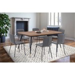 Messina and Gillian Dark Gray Faux Leather 7 Piece Rectangular Dining Set