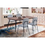 Messina and Lucy Gray Velvet 5 Piece Rectangular Dining Set