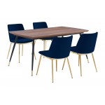 Messina Blue Velvet 5 Piece Rectangular Dining Set