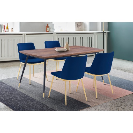 Messina Blue Velvet 5 Piece Rectangular Dining Set