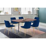 Messina Blue Velvet 7 Piece Rectangular Dining Set