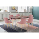 Messina Pink Velvet 7 Piece Rectangular Dining Set