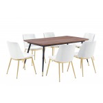 Messina White Velvet 7 Piece Rectangular Dining Set