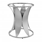 Petal Modern Glass and Stainless Steel Round Pedestal Dining Table