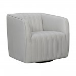 Aries Dove Gray Genuine Leather Swivel Barrel Chair