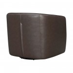 Aries Espresso Genuine Leather Swivel Barrel Chair