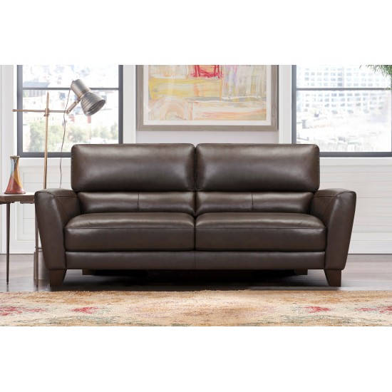 Kester 81" Square Arm Espresso Genuine Leather Sofa