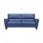 Kester 81" Square Arm Blue Genuine Leather Sofa