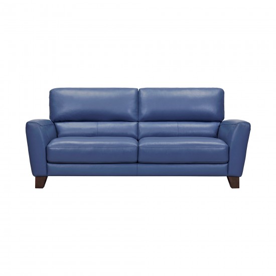 Kester 81" Square Arm Blue Genuine Leather Sofa