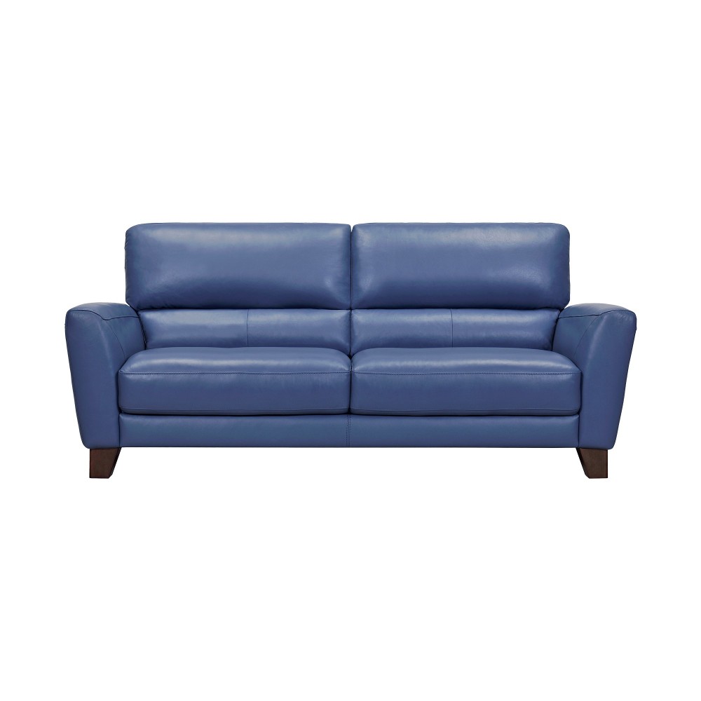 Kester 81" Square Arm Blue Genuine Leather Sofa