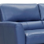 Kester 81" Square Arm Blue Genuine Leather Sofa