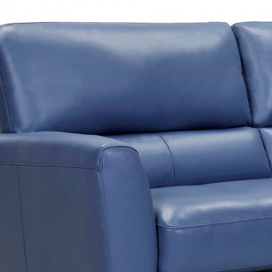 Kester 81" Square Arm Blue Genuine Leather Sofa