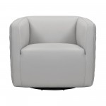 Melanie Swivel Dove Gray Genuine Leather Barrel Chair