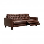 Wesley 81" Chestnut Genuine Leather Power Footrest Tuxedo Arm Sofa