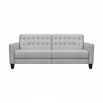 Wesley 81" Dove Gray Genuine Leather Power Footrest Tuxedo Arm Sofa