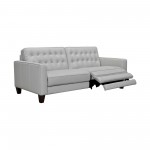 Wesley 81" Dove Gray Genuine Leather Power Footrest Tuxedo Arm Sofa