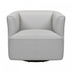 Whitney Swivel Dove Gray Genuine Leather Barrel Chair