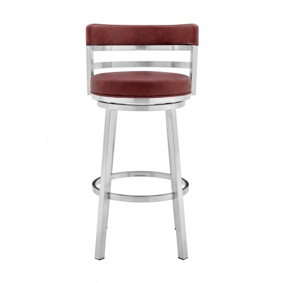 Madrid 26" Counter Height Swivel Red Faux Leather Bar Stool