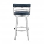 Madrid 26" Counter Height Swivel Blue Faux Leather Bar Stool