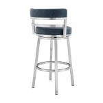 Madrid 26" Counter Height Swivel Blue Faux Leather Bar Stool