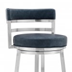 Madrid 26" Counter Height Swivel Blue Faux Leather Bar Stool