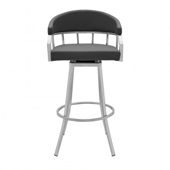 Palmdale Swivel Modern Slate Grey Faux Leather 26" Barstool