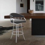 Palmdale Swivel Modern Slate Grey Faux Leather 26" Barstool