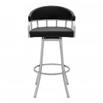 Palmdale Swivel Modern Black Faux Leather 26" Barstool