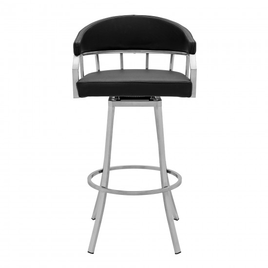 Palmdale Swivel Modern Black Faux Leather 26" Barstool