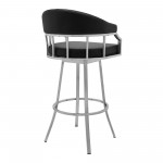 Palmdale Swivel Modern Black Faux Leather 26" Barstool