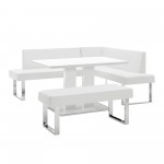 Amanda 3 Piece White Rectangular Dining Set