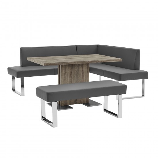 Zenith and Amanda 3 Piece Gray Rectangular Dining Set