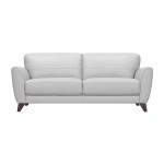 Jedd Contemporary Sofa in Genuine Dove Gray Leather with Brown Wood Legs