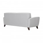 Jedd Contemporary Sofa in Genuine Dove Gray Leather with Brown Wood Legs