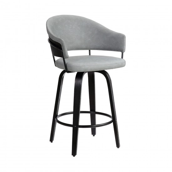 Doral 26" Dark Gray Faux Leather Barstool in Black Powder Coated Finish